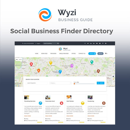 Wyzi - Business Finder WordPress Directory Listing Theme - Download $4.49
